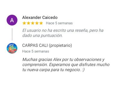 Comentario sobre Carpas Cali de Alexander Caicedo