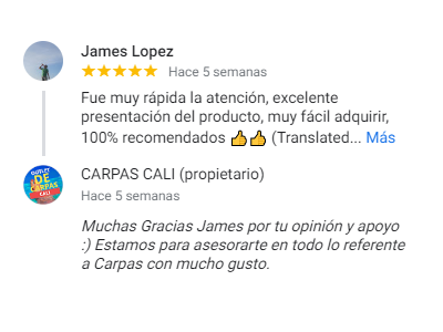 Comentario sobre Carpas Cali de James López