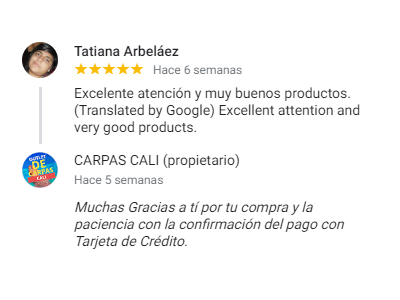 Comentario sobre Carpas Cali de Tatiana Arbeláez de la Ciudad de Cali