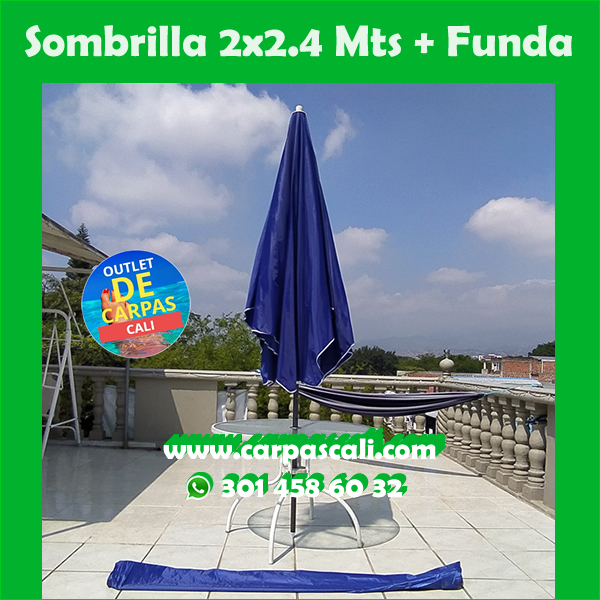 Sombrilla Parasol Cuadrada 2x2.4 Mts en Lona