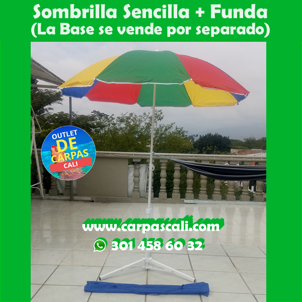 Sombrilla Parasol Sencilla 1.5 Mts de Diámetro