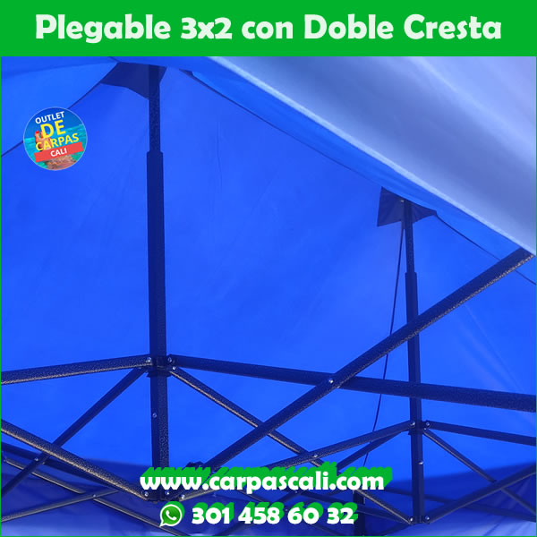 Carpa Plegable 3x2 Azul con Cortinas Laterales y Frontal Transparente