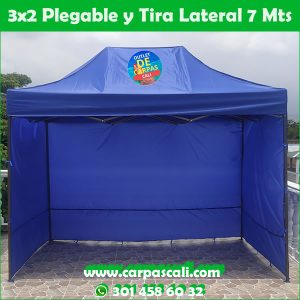 Carpa Plegable 3x2 Azul con Cortinas Laterales y Frontal Transparente - Con 3 Laterales