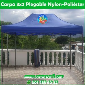Carpa Plegable 3x2 Azul con Cortinas Laterales y Frontal Transparente - Sin Laterales Carpa Plegable 3x2 Azul con Cortinas Laterales y Frontal Transparente - Sin Laterales